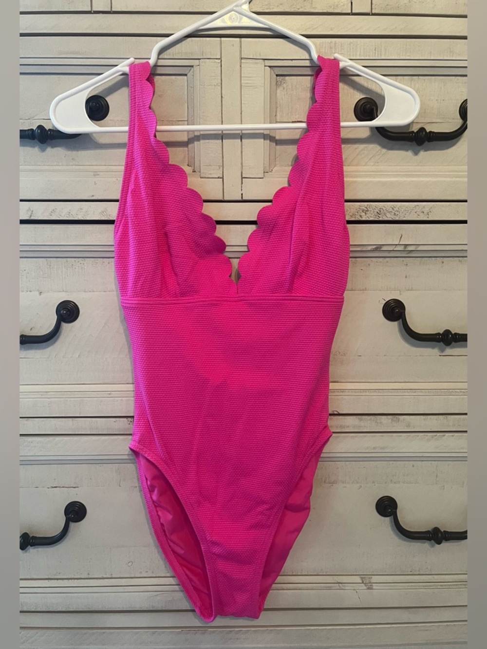 kate spade Hot Pink Scallop-Edge One-Piece Swimsuit